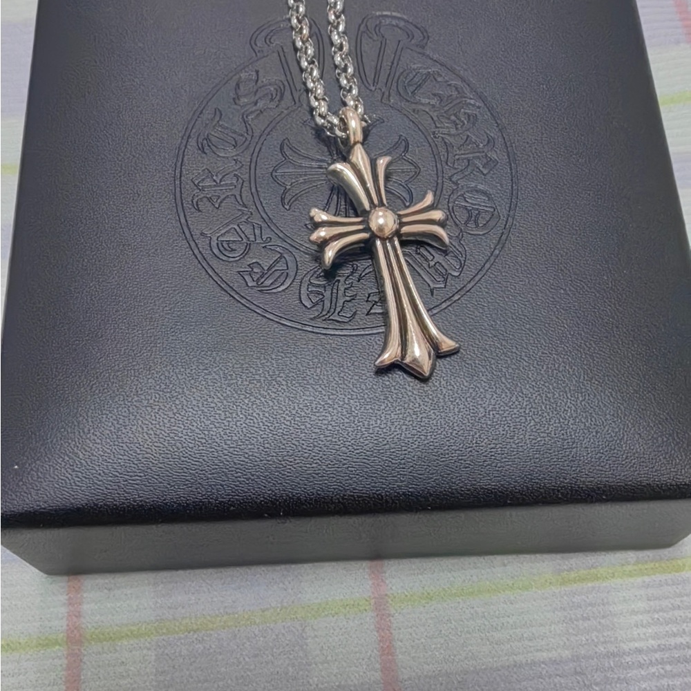 Polished Silver Cross Circle Pendant Necklace - Silver - Picture 3 of 4
